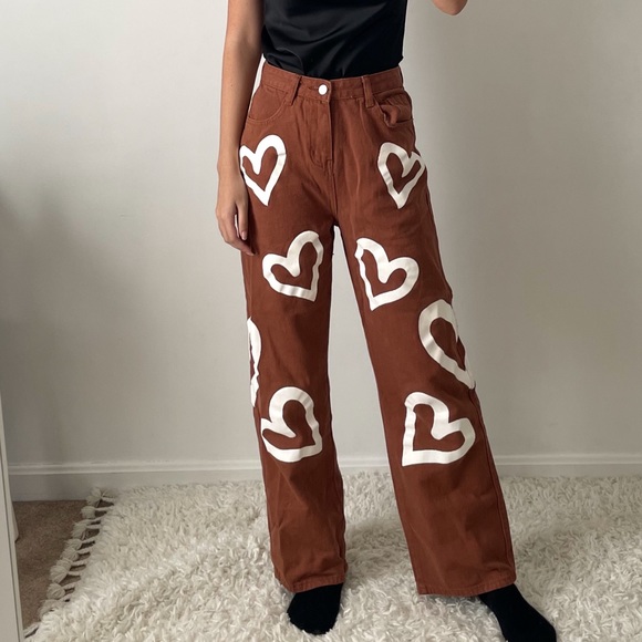 Princess Polly Denim - Brand new brown heart jeans